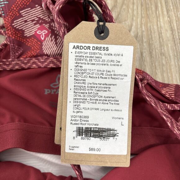 PrAna Dress Womens Size Large Ardor Dress Rusted Red NWT Athletic Sundress - Picture 3 of 7